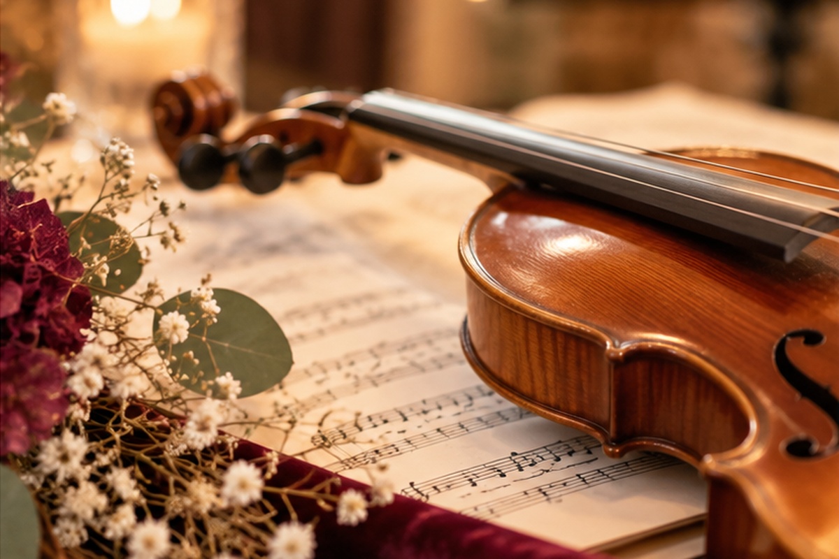 Katarínsky koncert – detail huslí a nôt